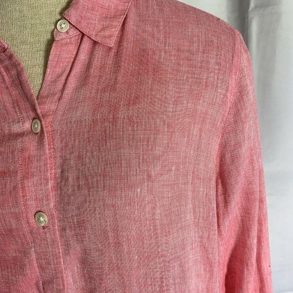 J Jill Love Linen Long Sleeve Button Front Shirt - Picture 2 of 6